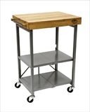 Bradley Wheeled Foldable Kitchen Cart with Wood Top