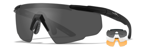 Wiley X Saber Advanced Sunglasses 3 Lens Pack ~ Smoke Grey- Clear- Light Rust with Matte Black Frame